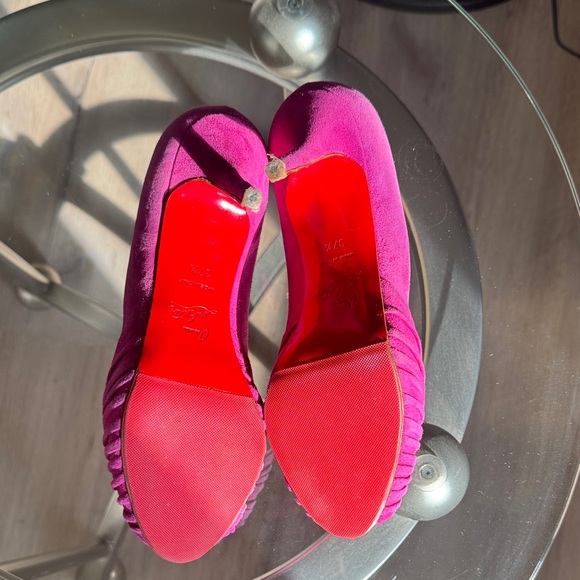 Christian Louboutin Fuchsia Peep-Toe Heels 80mm - Picture 3 of 4